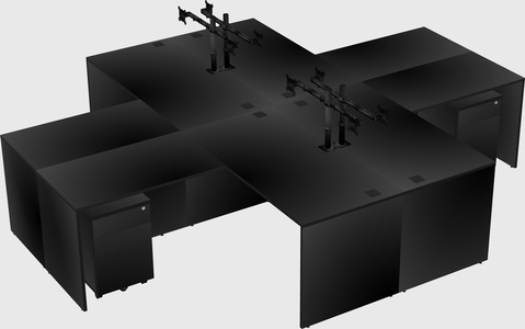 Quad l-shaped office desks