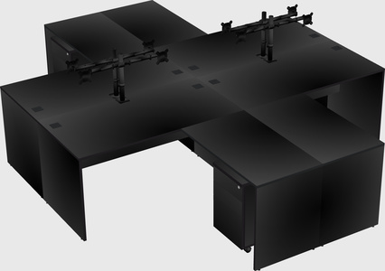 Quad l-shaped office desks