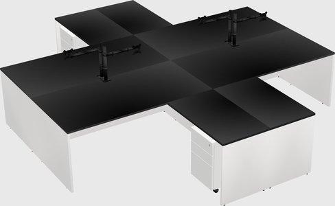 Bureaux de bureau quadruples en forme de l