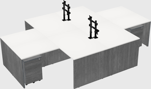 Quad l-shaped office desks