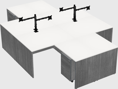 Quad l-shaped office desks
