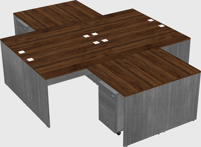 Quad l-shaped office desks