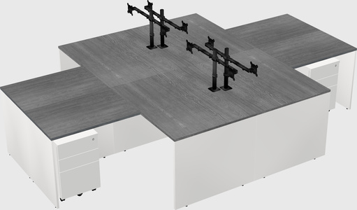 Quad l-shaped office desks