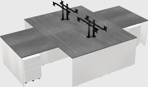 Quad l-shaped office desks