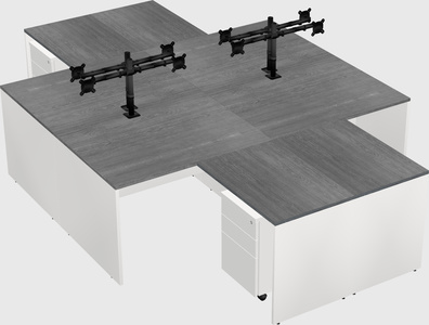 Quad l-shaped office desks
