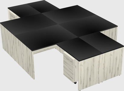 Quad l-shaped office desks