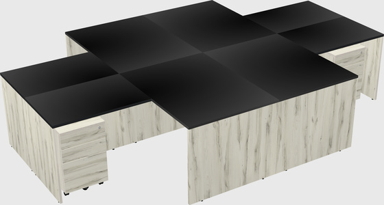 Quad l-shaped office desks
