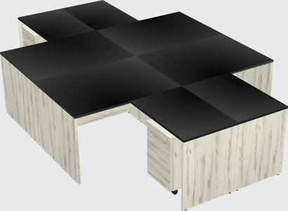 Quad l-shaped office desks