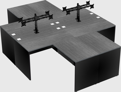 Quad l-shaped office desks
