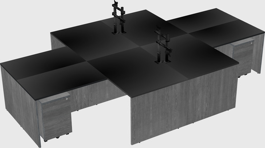 Quad l-shaped office desks