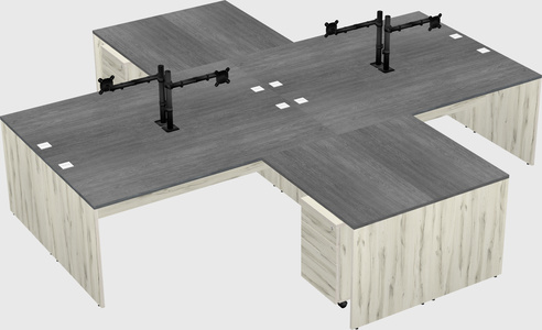 Quad l-shaped office desks