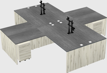 Quad l-shaped office desks