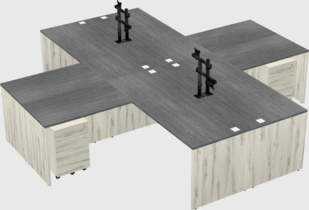 Quad l-shaped office desks