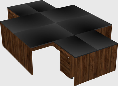 Quad l-shaped office desks