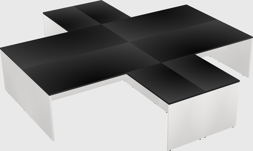 Quad l-shaped office desks