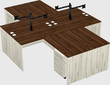 Quad l-shaped office desks