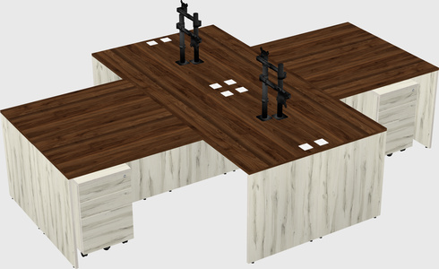 Quad l-shaped office desks