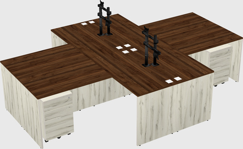 Quad l-shaped office desks