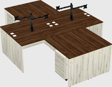 Quad l-shaped office desks