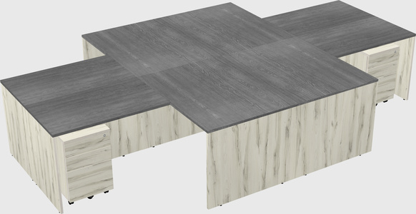Quad l-shaped office desks