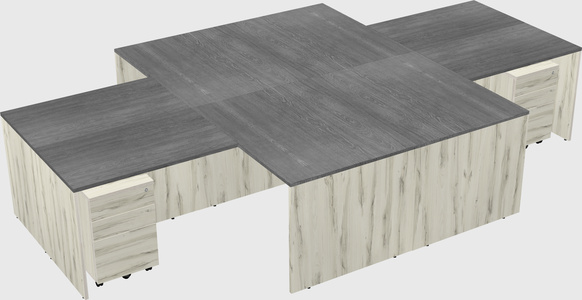 Quad l-shaped office desks