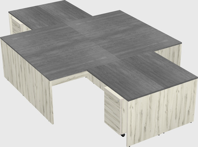 Quad l-shaped office desks