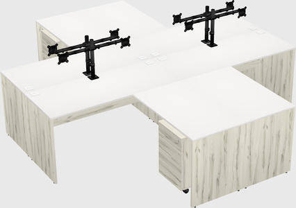 Quad l-shaped office desks