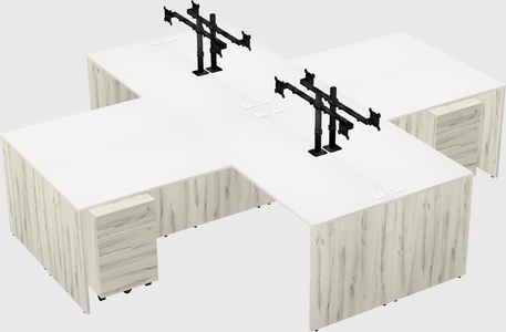 Quad l-shaped office desks
