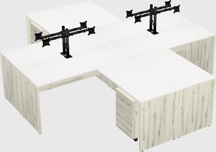 Quad l-shaped office desks