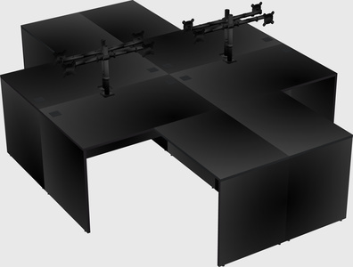 Quad l-shaped office desks