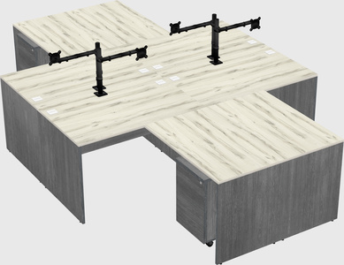 Quad l-shaped office desks