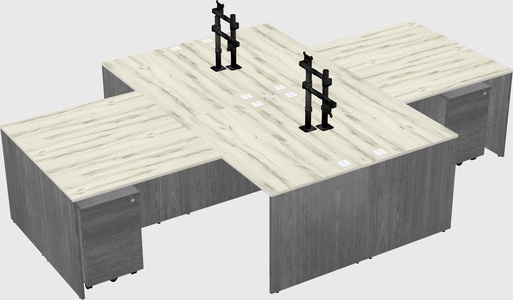 Quad l-shaped office desks