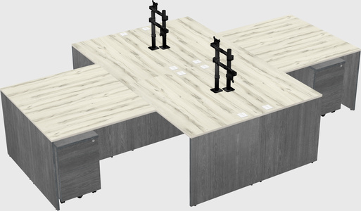 Quad l-shaped office desks