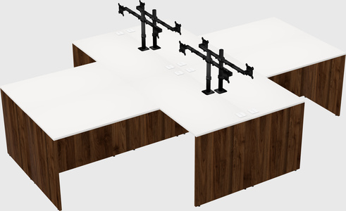 Quad l-shaped office desks