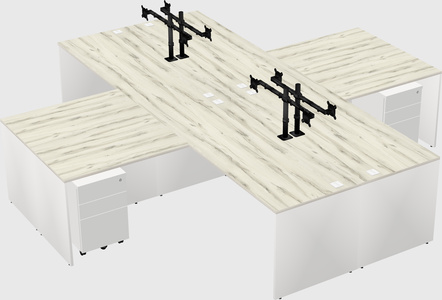 Bureaux de bureau quadruples en forme de l