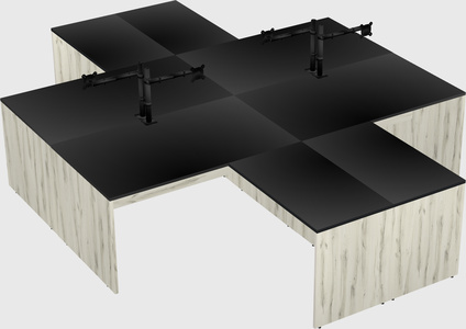 Quad l-shaped office desks