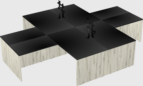 Quad l-shaped office desks