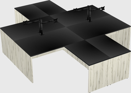 Quad l-shaped office desks