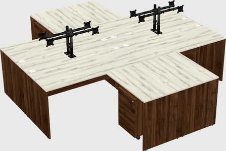 Quad l-shaped office desks