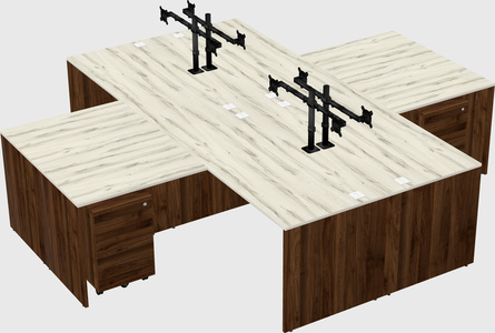 Quad l-shaped office desks
