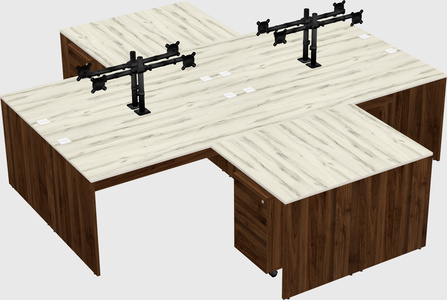 Quad l-shaped office desks