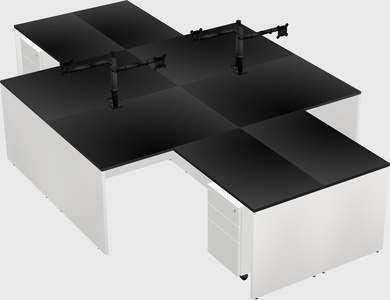 Quad l-shaped office desks