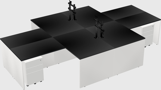 Quad l-shaped office desks