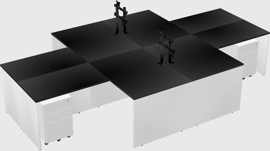 Quad l-shaped office desks