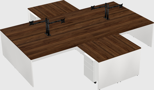Quad l-shaped office desks
