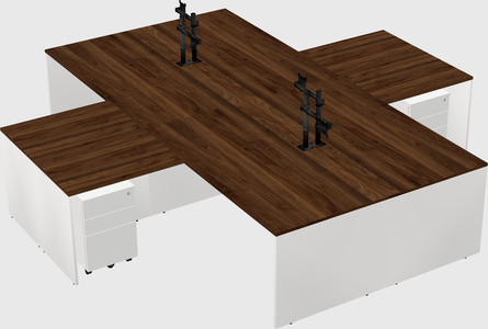 Bureaux de bureau quadruples en forme de l