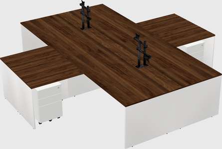 Bureaux de bureau quadruples en forme de l
