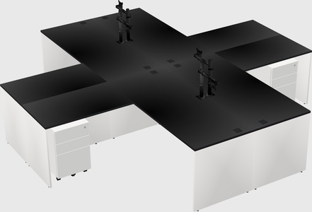 Bureaux de bureau quadruples en forme de l