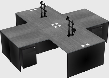 Quad l-shaped office desks