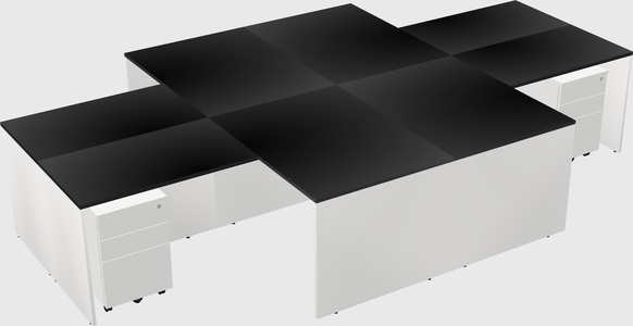 Quad l-shaped office desks